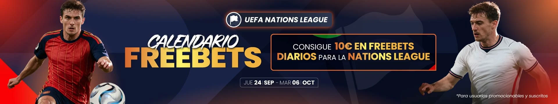 Banner promoción Calendario de Freebets Nations League 2026