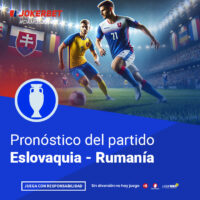 La Imagen Muestra A Jugadores De Los Equipos De Eslovaquia Y Rumanía Compitiendo En Un Estadio Iluminado Y Lleno De Espectadores. En La Parte Inferior, Dentro De Un Recuadro Azul, Se Lee El Texto 