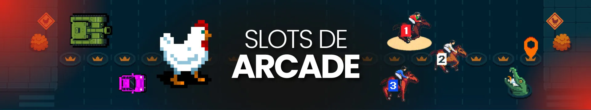 temática de tragaperras tipo arcade y juegos rápidos