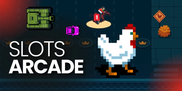 temática de tragaperras tipo arcade y juegos rápidos