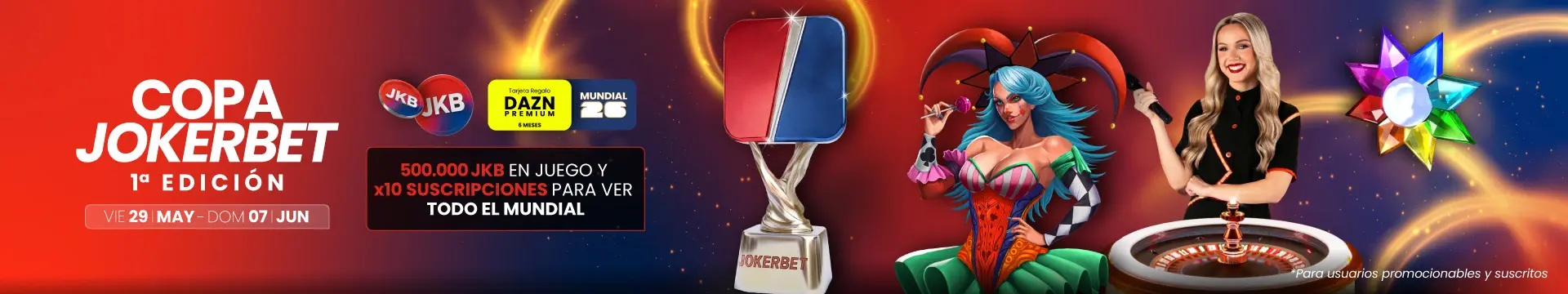 Torneo Copa JOKERBET: Gana premios en tragaperras y ruleta en vivo