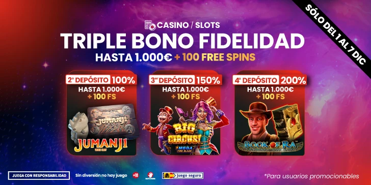 Triple Bono Fidelidad Casino / Slots Hasta 1.000€ + 100FS