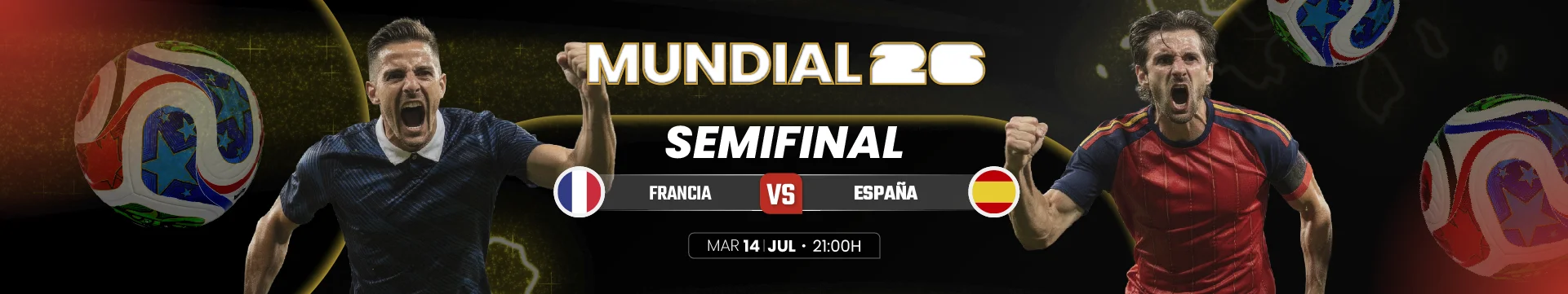Cuotas y pronósticos del partido de fútbol Francia vs España de semifinales del Mundial 2026 en Jokerbet.es