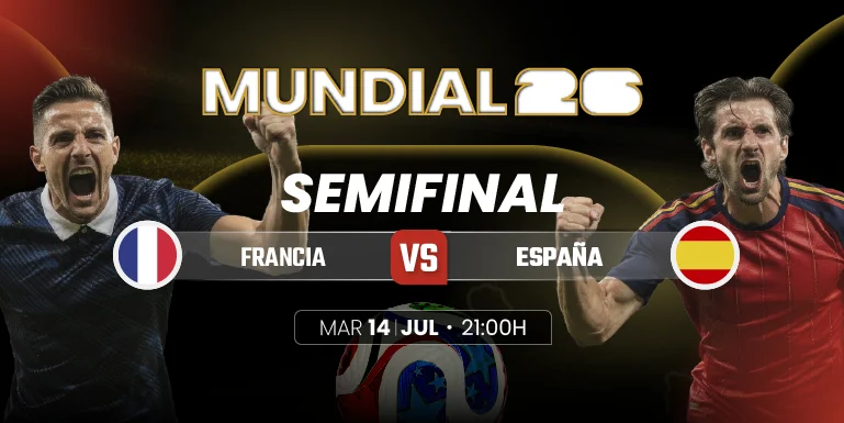 Cuotas y pronósticos del partido de fútbol Francia vs España de semifinales del Mundial 2026 en Jokerbet.es