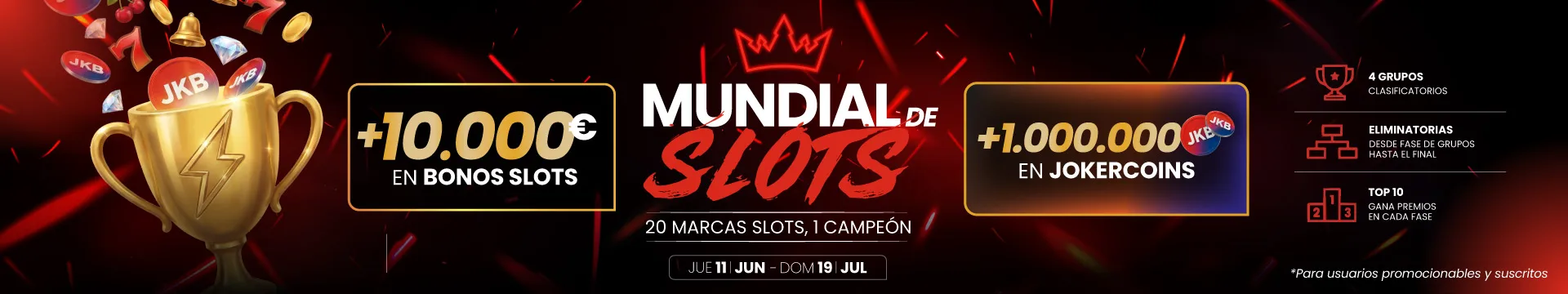Torneo Mundial Slots: Gana premios en tragaperras y ruleta en vivo