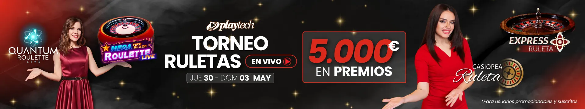 torneo de ruletas multiplicadoras en el casino live de JOKERBET