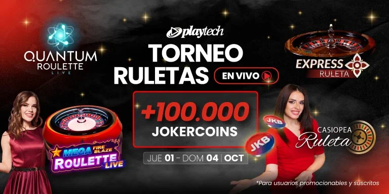 Torneo de Ruleta en vivo de Playtech con +100.000 JKB en premios