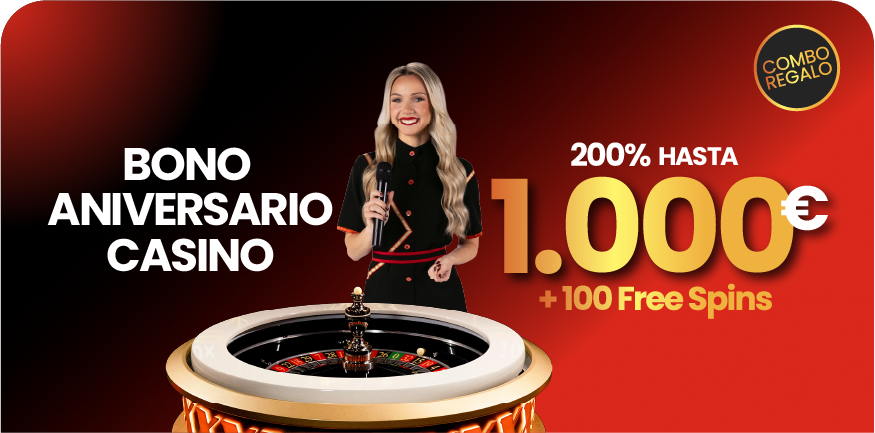 Bono de aniversario casino: 100 Free Spins sin depósito y 200% extra