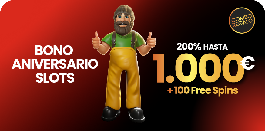 Bono de aniversario para slots y tragaperras: 100 Free Spins y 200% extra