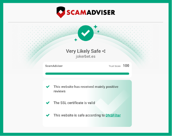 Sello de Seguridad ScamAdviser - Trust Score 100