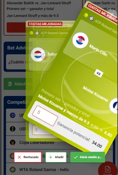 Deslizar a la derecha Match Bet