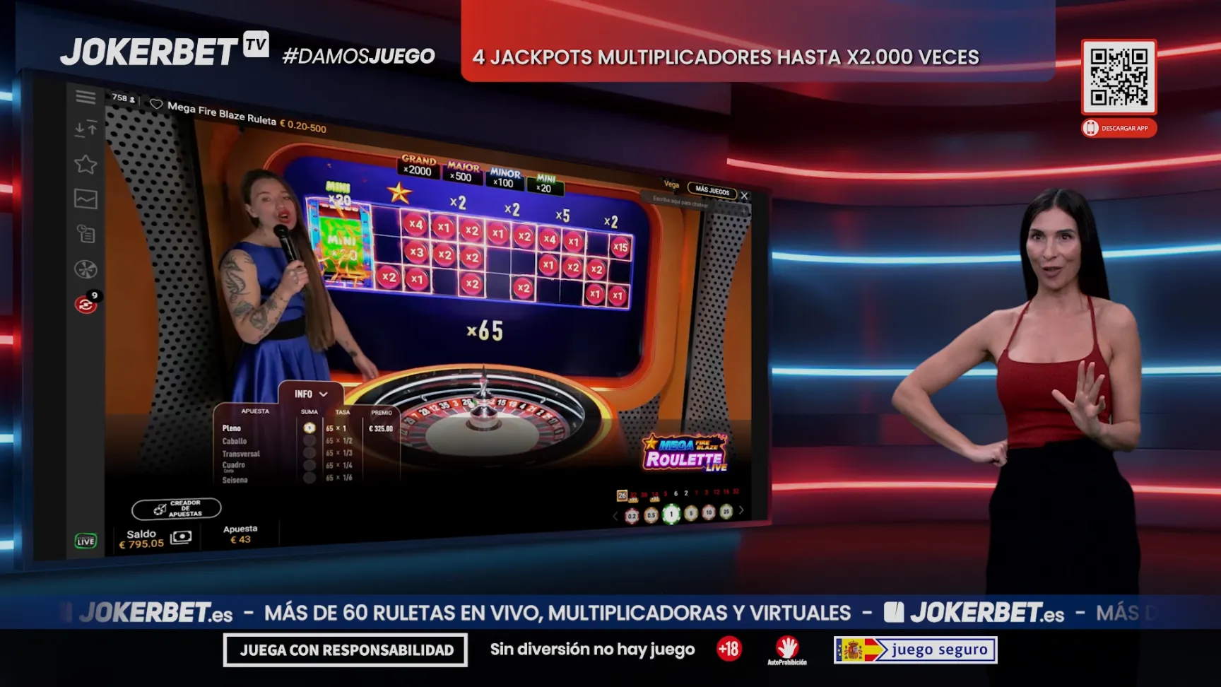 Mesa de ruleta o juego de casino en vivo en JOKERBET
